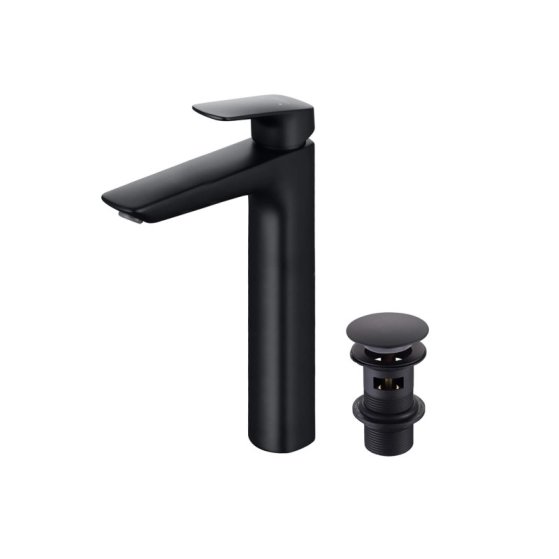Смеситель для раковины 227 с донным клапаном AQUATEK, матовый черный AQ1005MB ВЕГА
