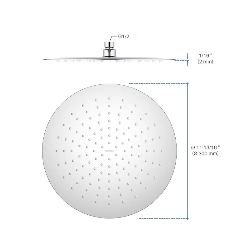 Круглый верхний душ  300*2 мм AQUATEK AQ2075CR