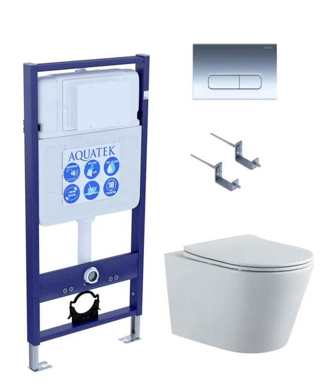 SET AQUATEK ВЕГА-1905-016 (рама AQUATEK Standard INS-0000012 с клавишей KDI-0000016 и крепежом KKI-0000002, унитаз ВЕГА AQ1905-00