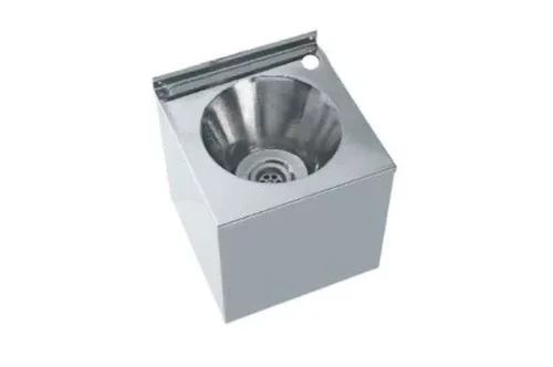 Раковина из нержавеющей стали настенная  квадратная с боковой защитой Nofer 13097.B