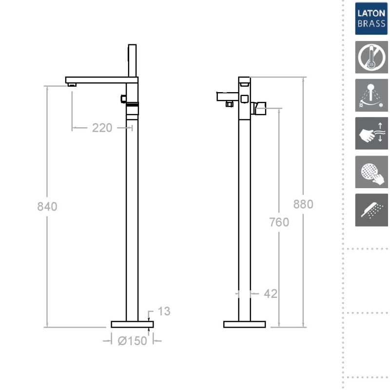 Напольный однорычажный смеситель для ванны KUATRO 4785S