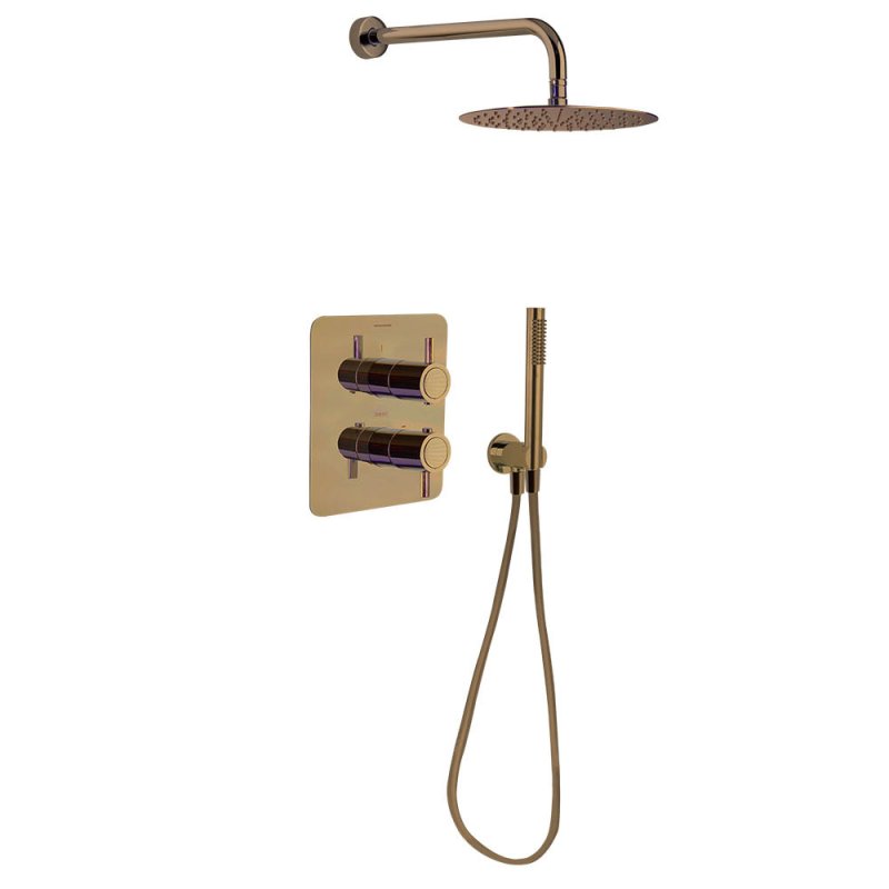 Встраиваемая термостатическая душевая система с тропическим душем и душевым комплектом ODISEA K3987021CUC медь