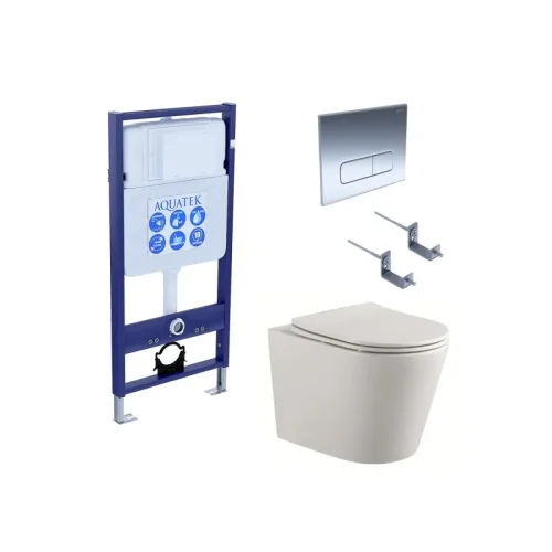 SET AQUATEK ВЕГА cmp-016 (рама AQUATEK Standard INS-0000012 с клавишей KDI-0000016 и крепежом KKI-0000002, унитаз ВЕГА AQ1904-00