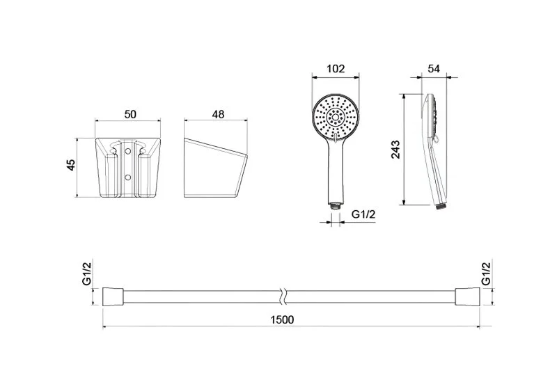 AQ2032BGM БЕТТА душевой набор 100 3 jet, оружейная сталь