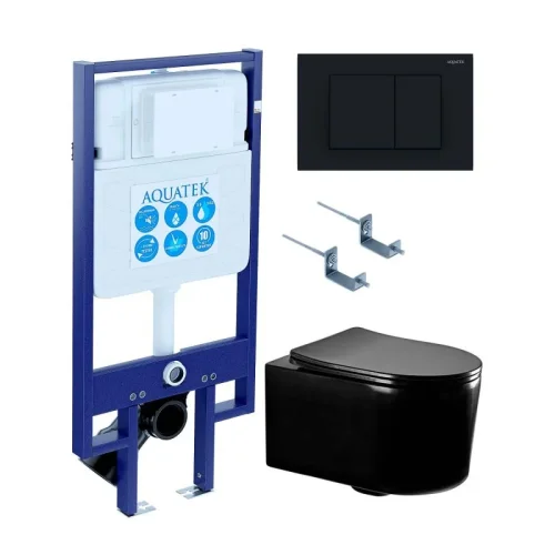 SET AQUATEK МИЯ-MB-012 4в1 (рама AQUATEK Standard INS-0000020,  крепеж KKI-0000002, клавиша KDI-0000012, унитаз AQ2004-MB
