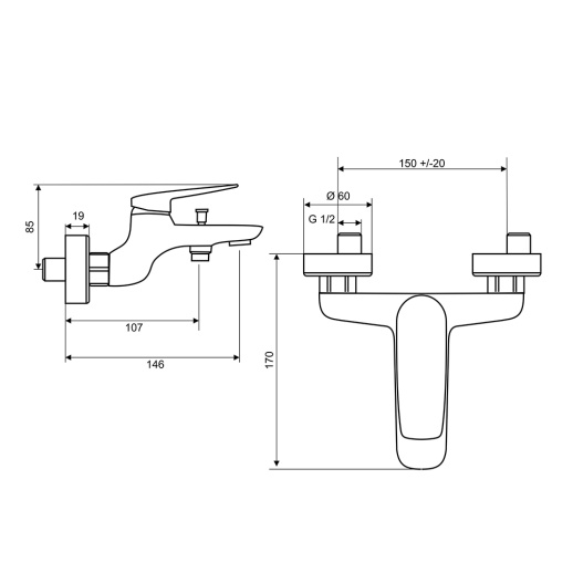 Смеситель для ванны PAINI Laguna LACR111, хром (CR) Смеситель для ванны PAINI Laguna LACR111, хром (CR)