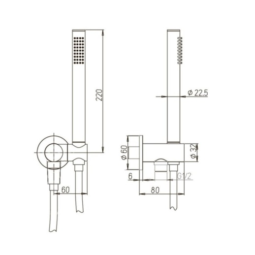 Душевой набор для встраиваемого смесителя, PAINI 53YO440/739, чёрный (YO) Душевой набор для встраиваемого смесителя, PAINI 53YO440/739, чёрный (YO)