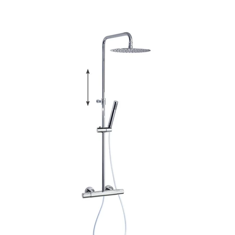 Душевая термостатическая система наружнего монтажа с телескопическим тропическим душем и душевым комплектом TZAR 3454RM300