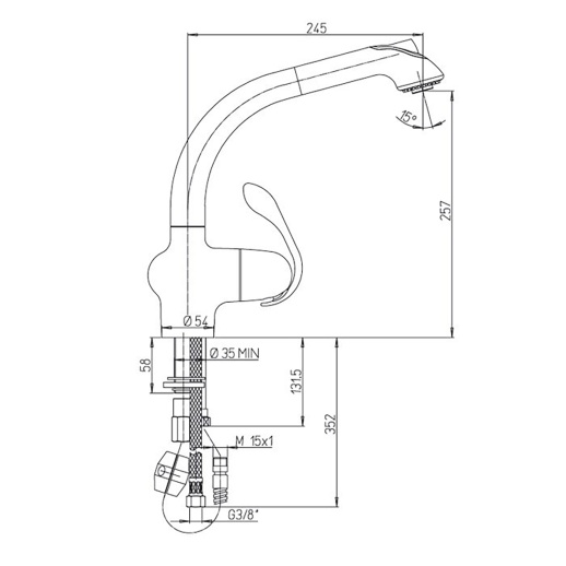 Смеситель для кухни PAINI USPA5668YKM, сталь PVD (PA) Смеситель для кухни PAINI USPA5668YKM, сталь PVD (PA)