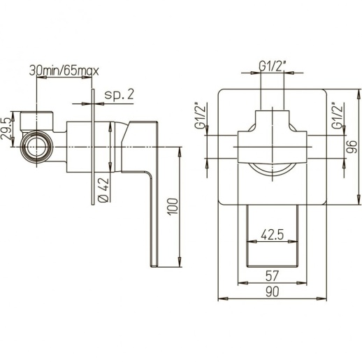 Смеситель для душа PAINI Grazia 21CR690 встраиваемый, хром (CR) Смеситель для душа PAINI Grazia 21CR690 встраиваемый, хром (CR)