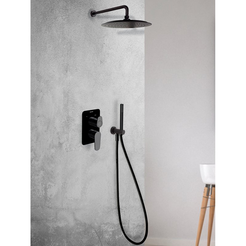 Встраиваемый смеситель для душа ALEXIA 361502SNM Черный на 2 выхода