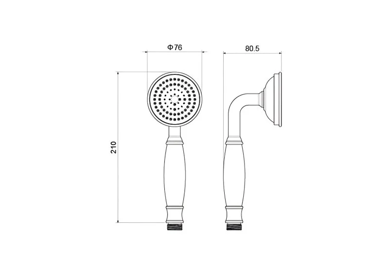 Ручной душ 65 AQUATEK, полир. золото AQ2008PG КЛАССИК
