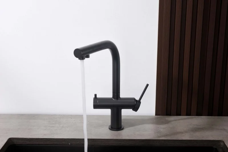 Смеситель для кухни с подключением к фильтру питьевой воды AQUATEK, матовый черный AQ1385MB ЕВРОПА