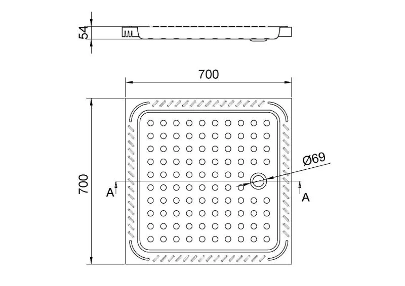 Душевой поддон встраиваемый 700* 700 мм Nofer 13054
