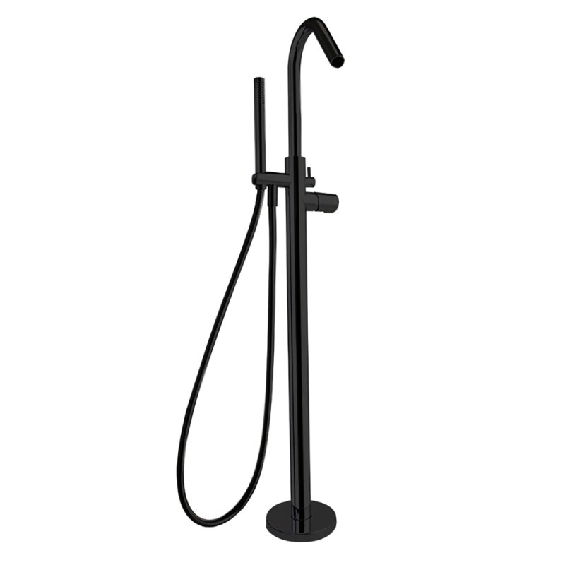 Напольный смеситель для ванны однорычажный с душевым комплектом TZAR 348503DNM Черный