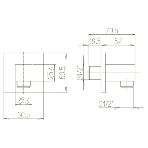 Вывод для воды PAINI 50YO503PQ квадратный, черный Вывод для воды PAINI 50YO503PQ квадратный, черный