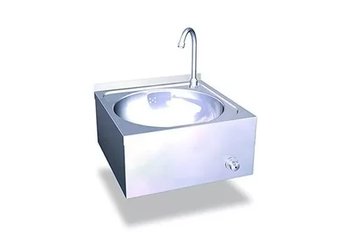 Настенная квадратная раковина с кнопкой для включения воды ногой Nofer 13046.S