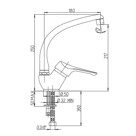Смеситель для кухни PAINI Dilos 76CR571KM, хром (CR) Смеситель для кухни PAINI Dilos 76CR571KM, хром (CR)