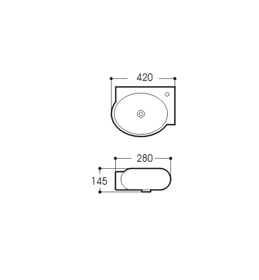 Раковина подвесная угловая AQUATEK AQ5304-00 420*280*145 мм , смеситель справа