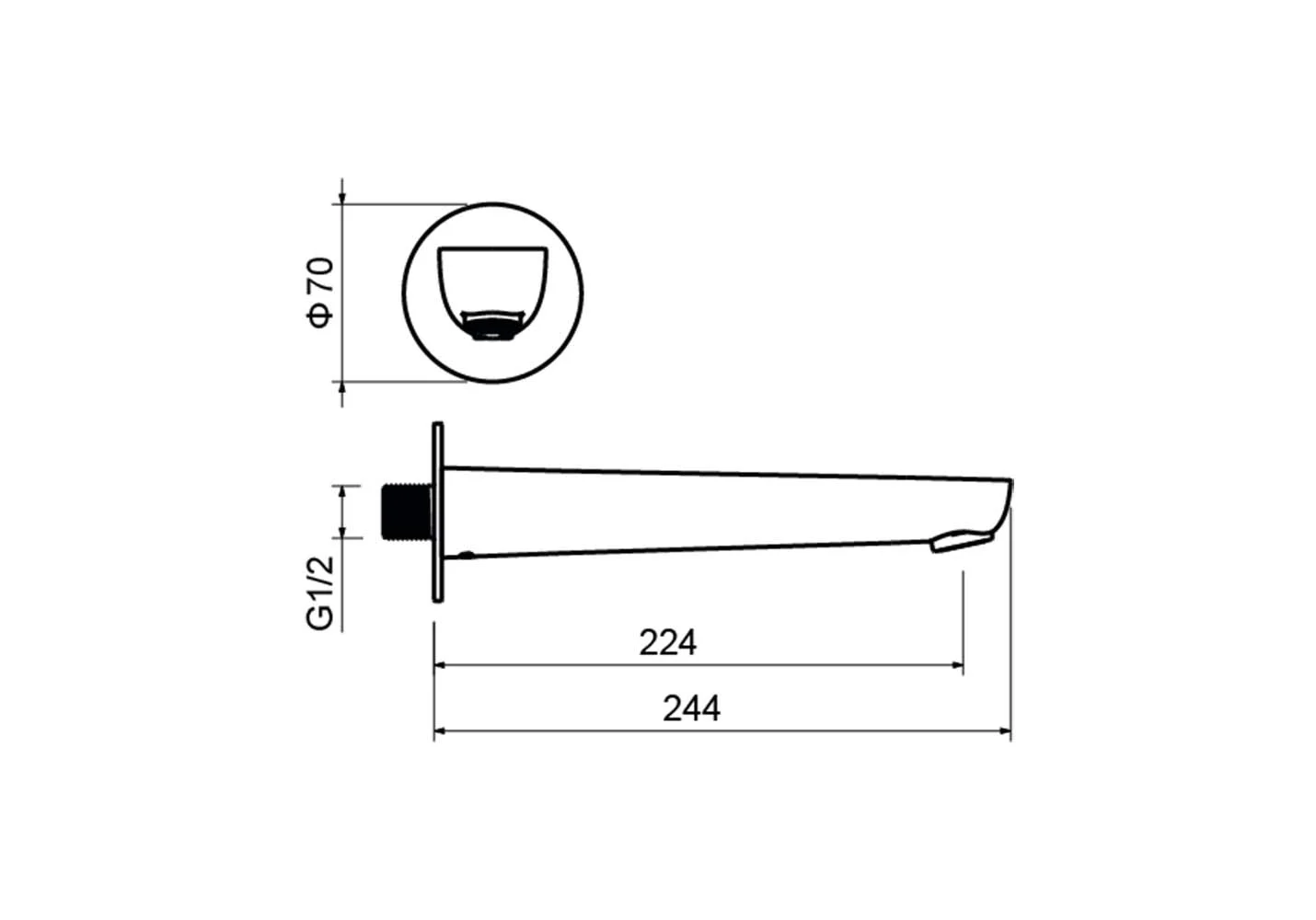 AQ1141BGM БЕТТА излив для ванны 224 мм, оружейная сталь