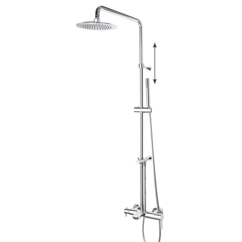 Душевая система наружнего монтажа с телескопическим тропическим душем, душевым комплектом и изливом DRAKO 335502RP300