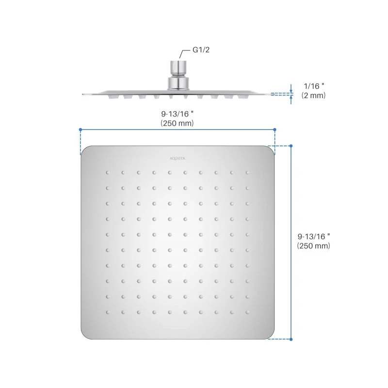 Квадратный верхний душ  250*250*2 мм AQUATEK AQ2072CR
