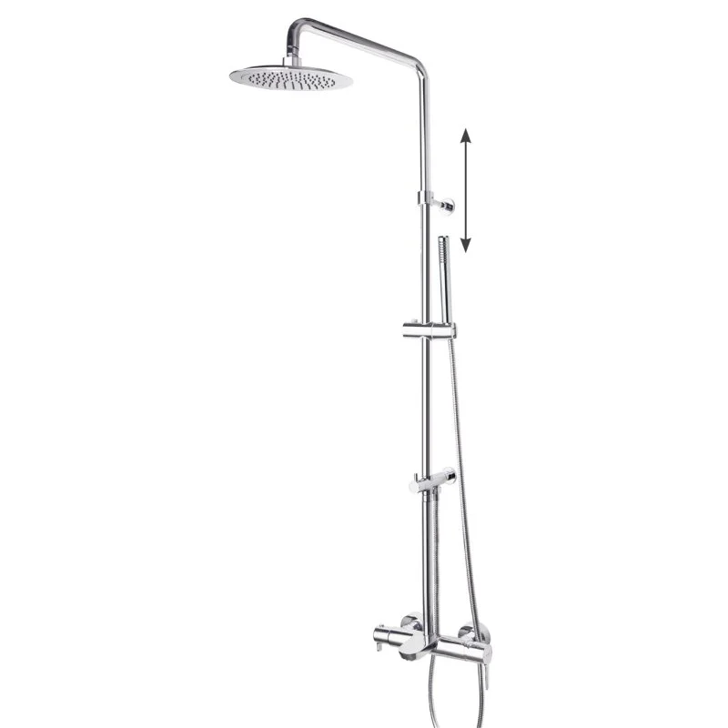 Душевая система наружнего монтажа с телескопическим тропическим душем, душевым комплектом и изливом DRAKO 335502RM250