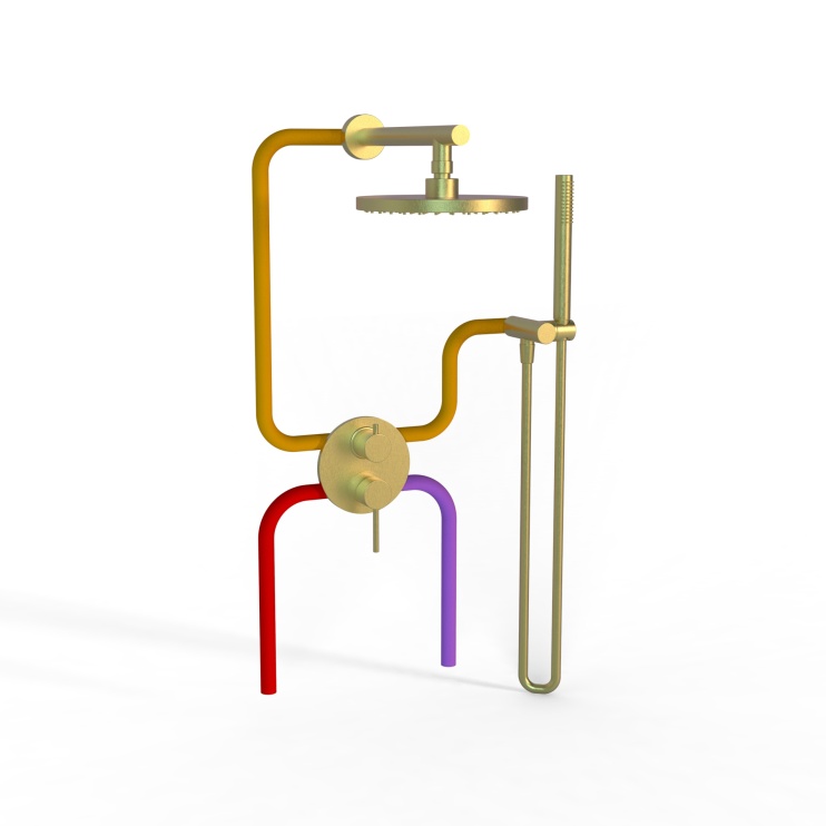 Комплект на 2 потребителя Cox PAINI 78PJSET26911SH, для душа, брашированное золото PVD