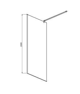 AQ WIW 10020BL Душевая перегородка Walk in с держателем 1000x2000 профиль черный, стекло прозрачное