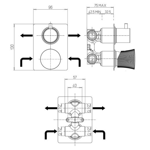 Смеситель для ванны PAINI Domus 18PJ691PZ встраиваемый, брашированное золото PVD (PJ) Смеситель для ванны PAINI Domus 18PJ691PZ встраиваемый, брашированное золото PVD (PJ)