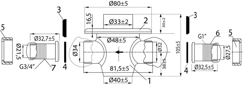 Кран смывной нажимной настенный для унитаза и чаши Генуя Варион 8490990
