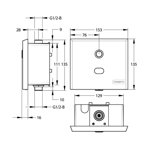 Электронный сенсорный клапан смыва писсуара PRESTO SENSAO 8600 N 55440 Электронный сенсорный клапан смыва писсуара PRESTO SENSAO 8600 N 55440
