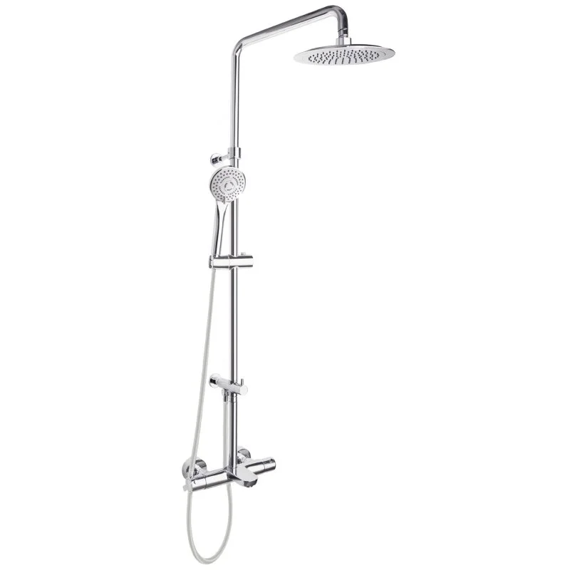 Душевая термостатическая система наружнего монтажа с телескопическим тропическим душем и душевым комплектом с изливом BLAUTHERM 945602RP300