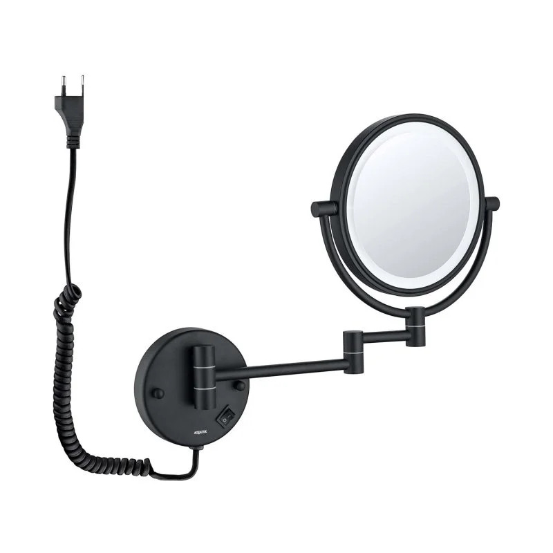 Зеркало косметическое настенное с подсветкой 5х AQUATEK, матовый черный AQ4915MB