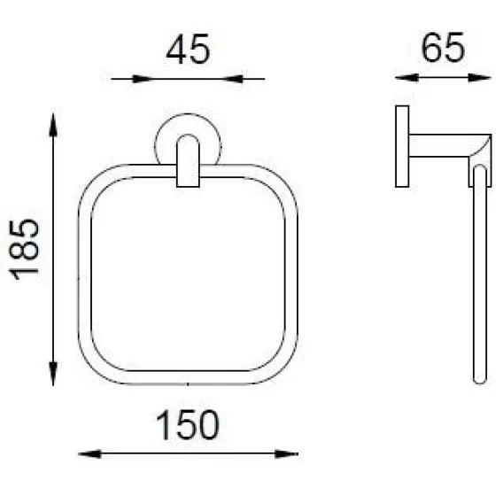 Вешалка для полотенец квадратная Line матовая Nofer 16504.S