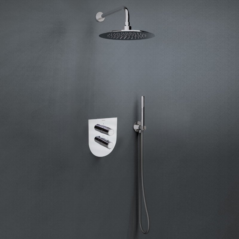 Встраиваемая термостатическая душевая система с тропическим душем и душевым комплектом TZAR K3487011