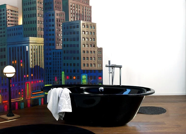 Напольный термостатический смеситель для ванны однорычажный с душевым комплектом AROLA 2635S