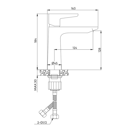Смеситель для раковины Urbatec Veneto без донного клапана, черный (YO) - VE50714YO Смеситель для раковины Urbatec Veneto без донного клапана, черный (YO) - VE50714YO