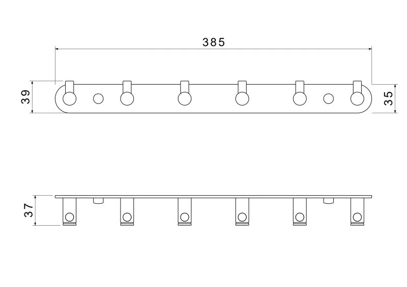 AQ4124BG ЕВРОПА планка с 6 крючками, шлиф. золото