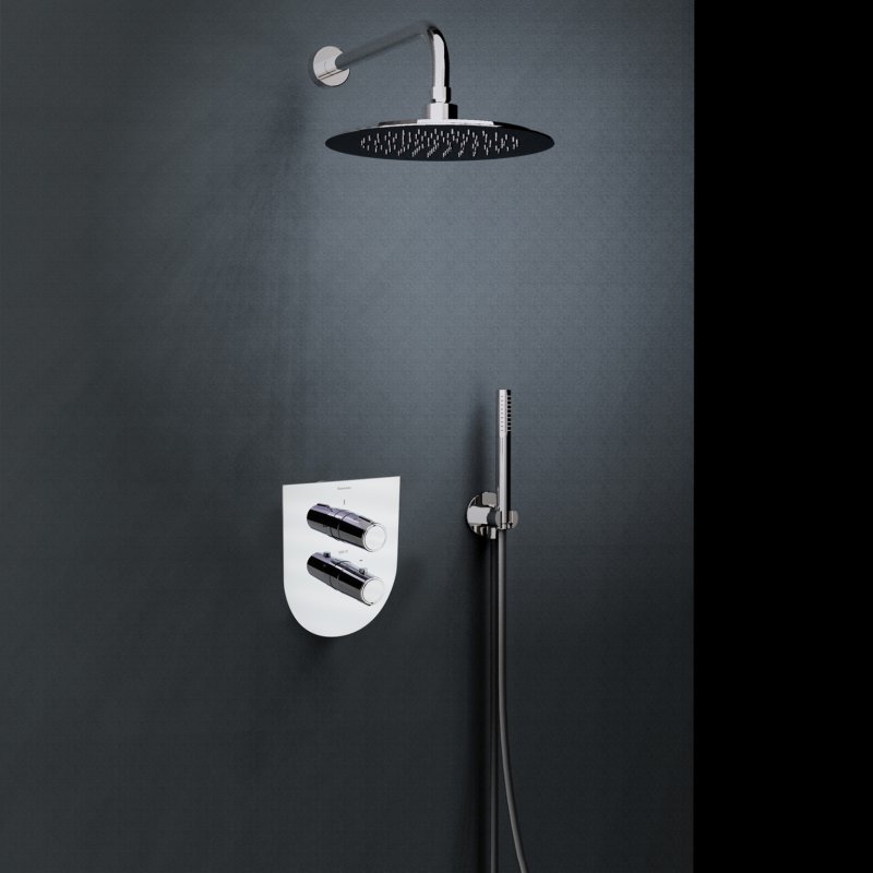 Встраиваемая душевая система с тропическим душем и душевым комплектом TZAR K3415021NC никель брашированный