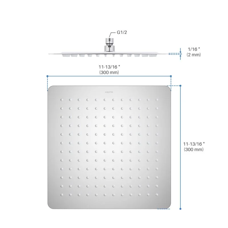 Квадратный верхний душ  300*300*2 мм AQUATEK AQ2074CR