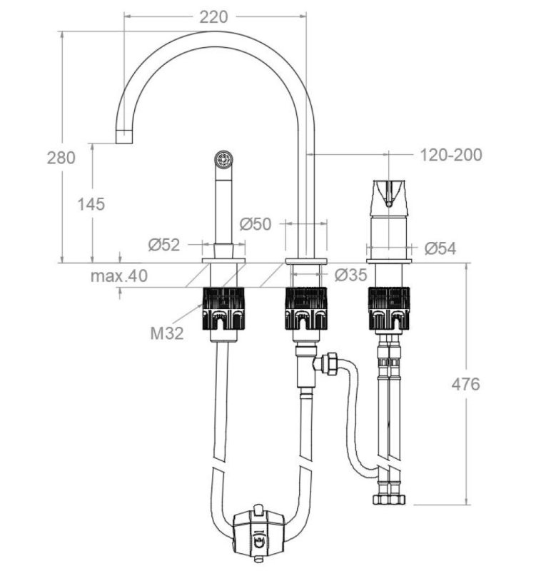 Cмеситель для раковины с выдвижным шлангом на три отверстия ADAGIO 914102