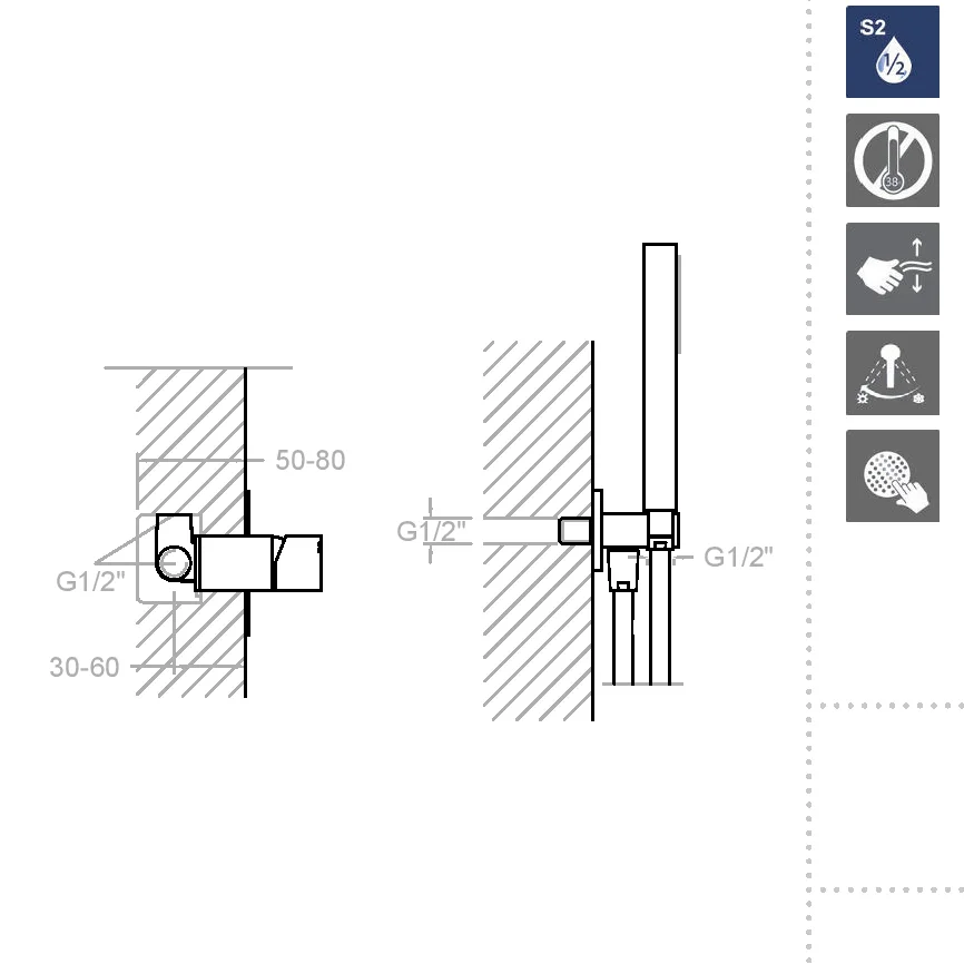 Встраиваемая душевая система с тропическим душем KUATRO K4718011