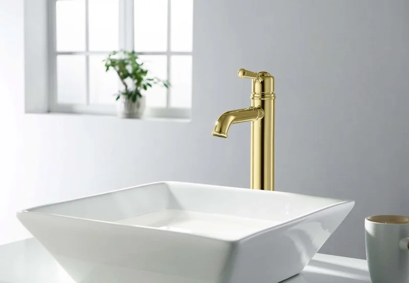 Смеситель для раковины 235, без донного клапана AQUATEK, полир. золото AQ1504PG КЛАССИК