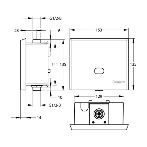 Электронный сенсорный клапан смыва для писсуара PRESTO SENSAO 8300 N 55442 Электронный сенсорный клапан смыва для писсуара PRESTO SENSAO 8300 N 55442