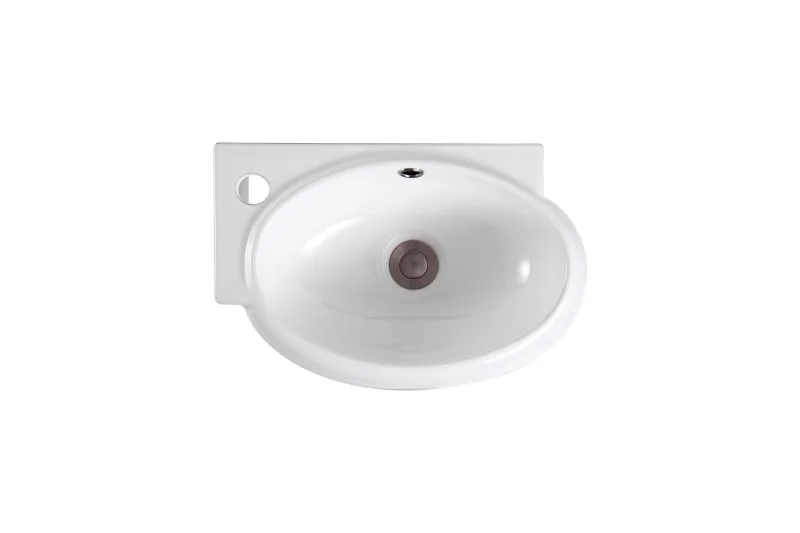 Раковина подвесная угловая AQUATEK AQ5303-00 420*280*145 мм , смеситель слева