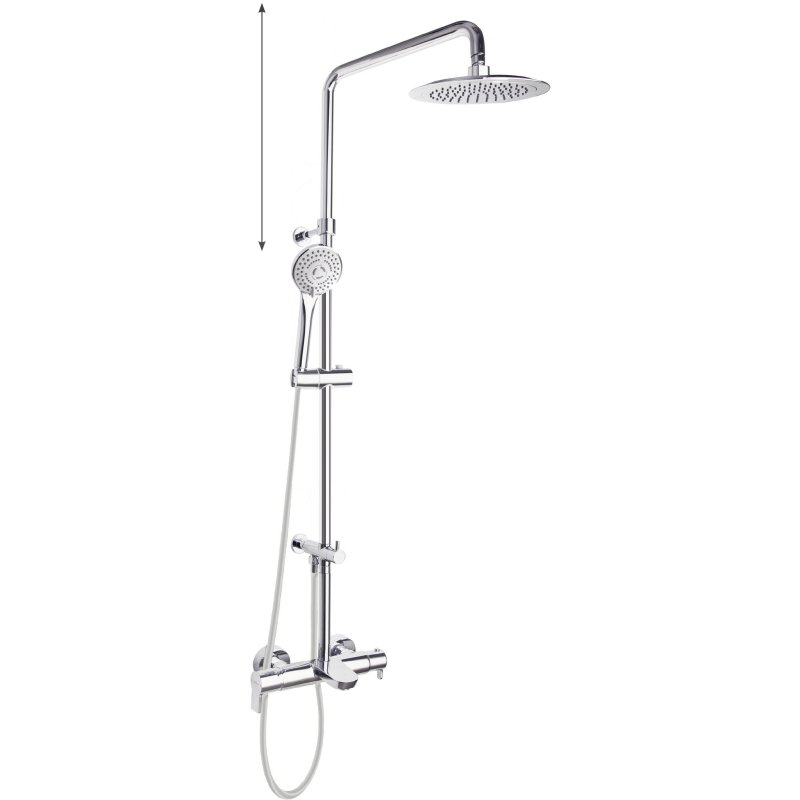 Душевая система наружнего монтажа с телескопическим тропическим душем и душевым комплектом, с изливом BLAUTHERM 935602RP300