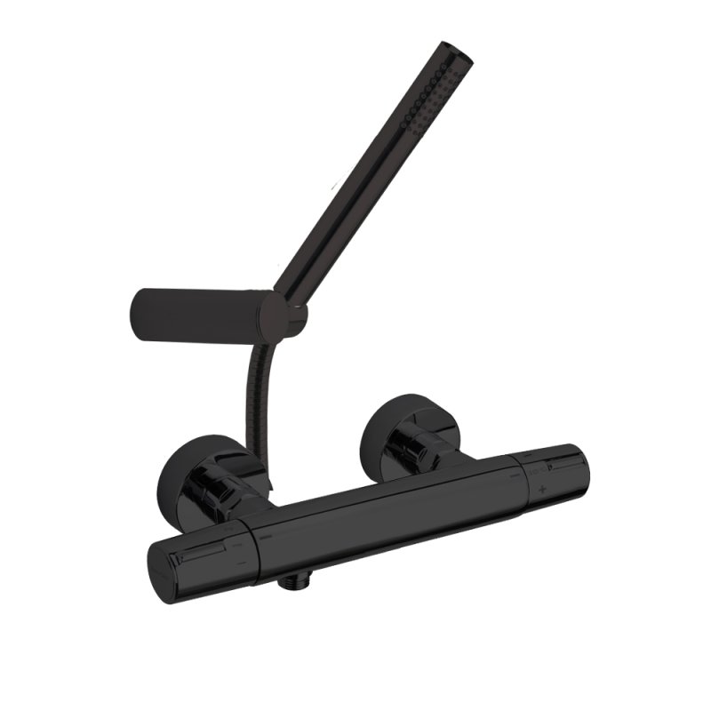 Смеситель термостатический для ванны с душевым комплектом TZAR 343402DNM черный