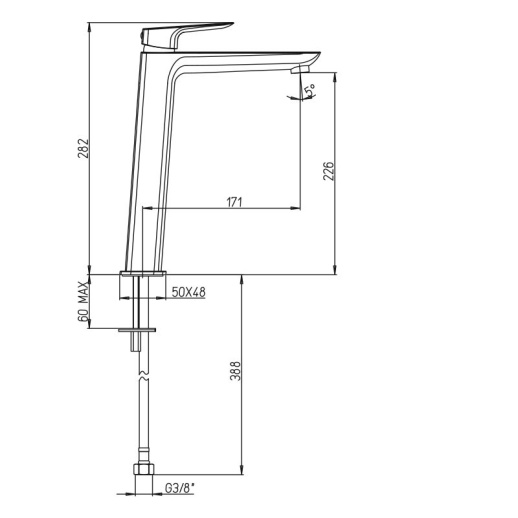 Смеситель для раковины PAINI Nove 09CR205LL без донного клапана высокий, хром (CR) Смеситель для раковины PAINI Nove 09CR205LL без донного клапана высокий, хром (CR)