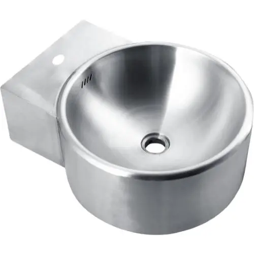 Раковина из нержавеющей стали настенная круглая с окантовкой Nofer 13062.S
